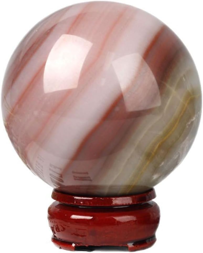 Natural Colorful Jade Crystal Sphere with Wooden Stand
