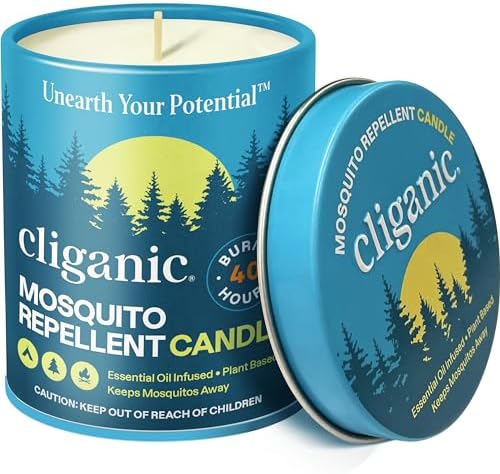 Cliganic Mosquito Repellent Candle 9oz Citronella Essential Oil Burn 40 Hours