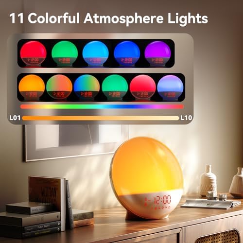 RICIAL Sunrise Alarm Clock with Light Therapy and White Noise