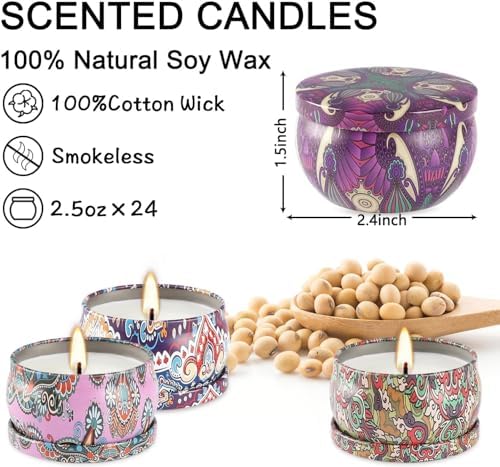 24 Pack Scented Candles Set for Relaxation and Aromatherapy
