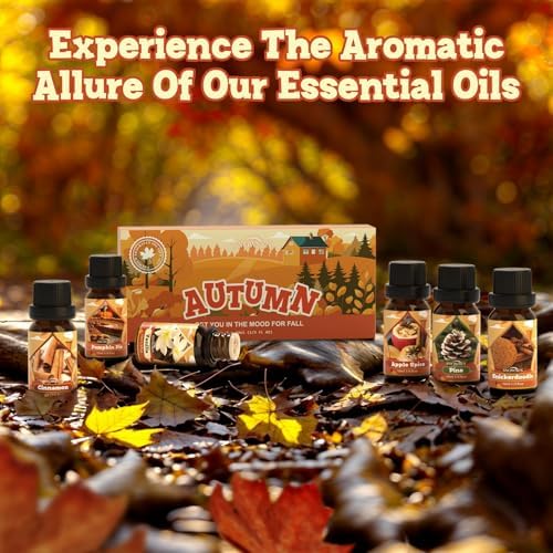 Autumn Essential Oil Set 6x10ml - Apple Spice Pumpkin Pie Pine Cinnamon Vanilla Snickerdoodle