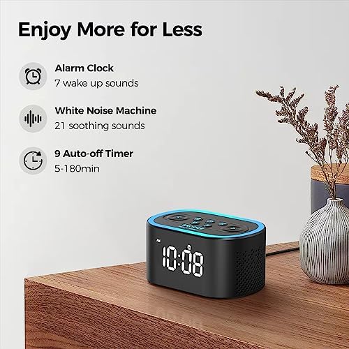 Reacher Digital Alarm Clock with White Noise and Night Light