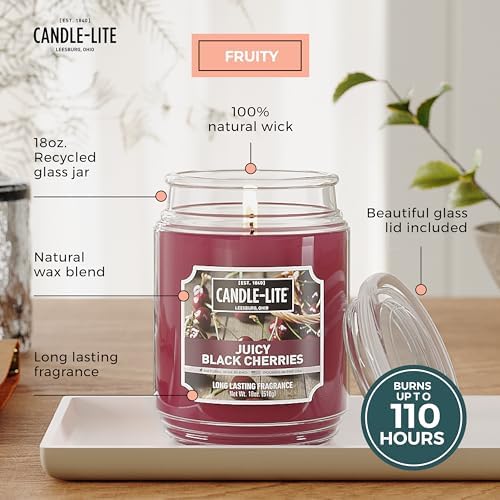 Candle-lite Scented Candles Juicy Black Cherries 18 oz Jar