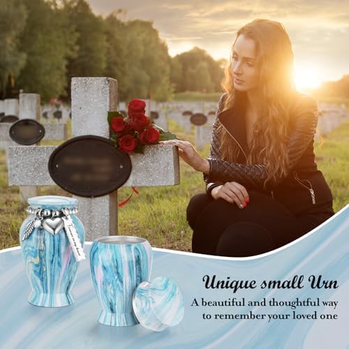 Dletay Small Urns for Human Ashes Ocean Blue Mini Cremation Urn