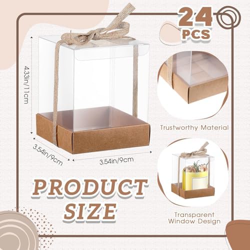 Cunno 24-Pack Transparent Candle Gift Box with Ribbon