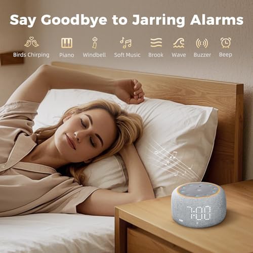 White Noise Machine Alarm Clock with 5W Speaker and 24 Sleep Sounds