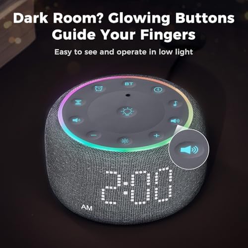 White Noise Machine Alarm Clock with 5W Speaker and 24 Sleep Sounds