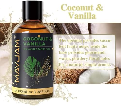 MAYJAM 100ML Coconut Vanilla Fragrance Oil with Glass Dropper