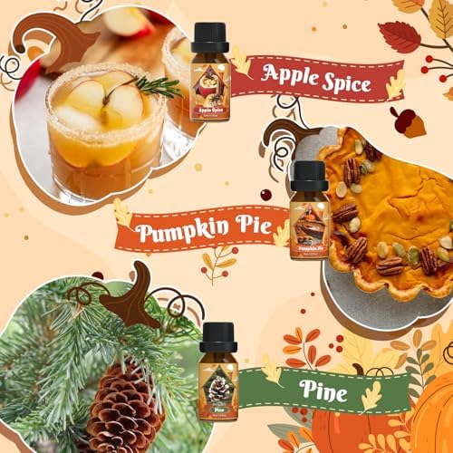 Autumn Essential Oil Set 6x10ml - Apple Spice Pumpkin Pie Pine Cinnamon Vanilla Snickerdoodle