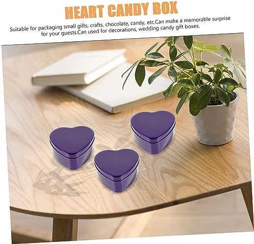 10Pcs Purple Heart Shaped Candy Box Wedding Favor Container Durable Tinplate