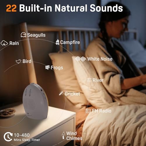 JALL Sunrise Alarm Clock with White Noise and 17 Night Lights