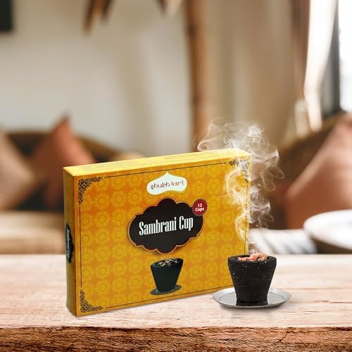 Shubhkart 12 Pcs Premium Sambrani Dhoop Cup Black