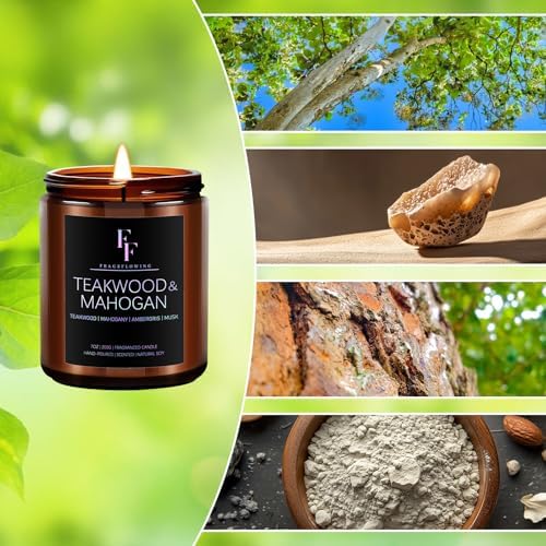 Teakwood Mahogany Scented Candle 7oz Natural Soy Wax