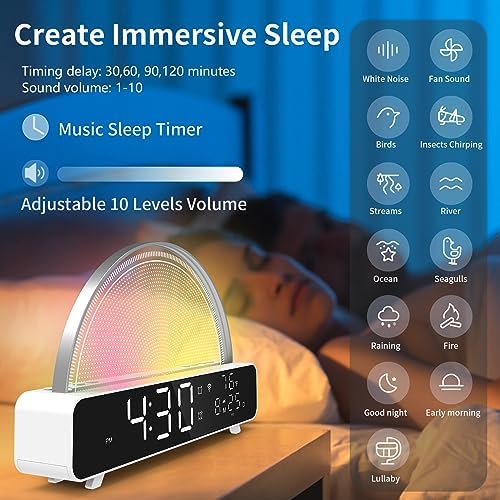 Zerain Sound Machine Sunrise Alarm Clock with White Noise