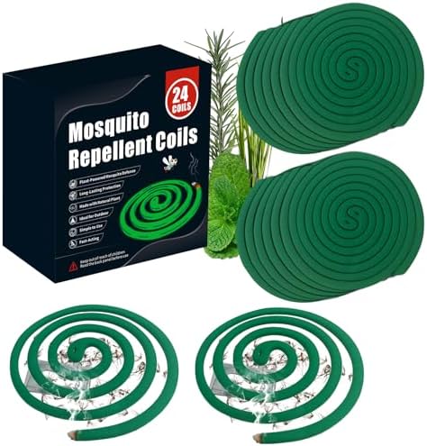 24 Mosquito Coils with 6 Metal Stands for Outdoor Use