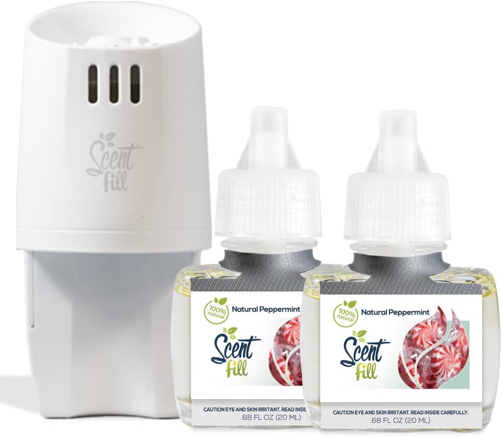 Scent Fill Natural Peppermint Air Freshener 2 Refills with Diffuser
