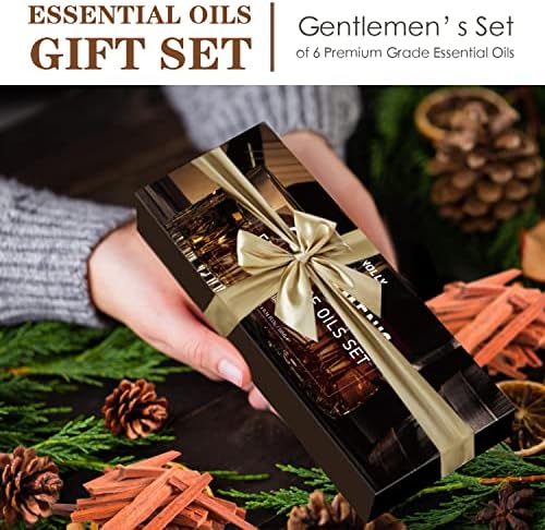 Mens Essential Oils Set 6x10ML - Sandalwood Cedar Leather Sweet Tobacco Rum Cologne