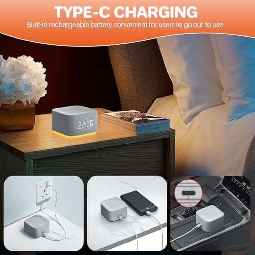 FUNYKICH 3 in 1 White Noise Machine with Alarm Clock and Night Light