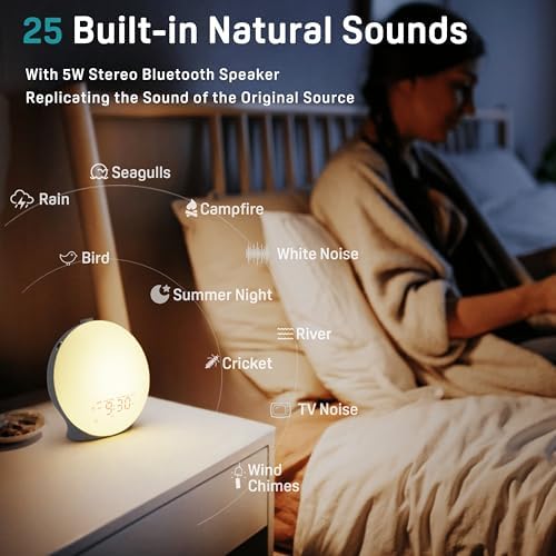 JALL Sunrise Alarm Clock with 25 Sounds and 17 NightLights
