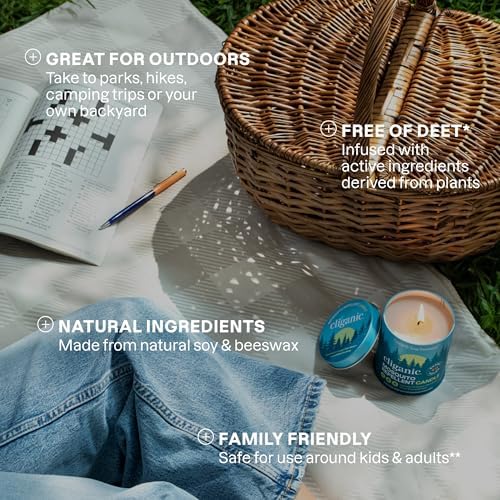 Cliganic Mosquito Repellent Candle 9oz Citronella Essential Oil Burn 40 Hours
