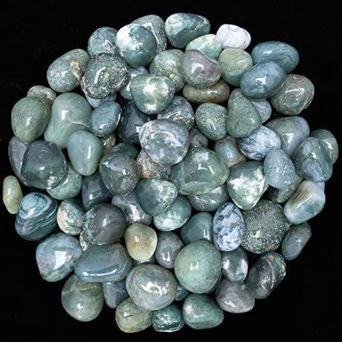 Crocon 1LB Moss Agate Tumbled Stones Set