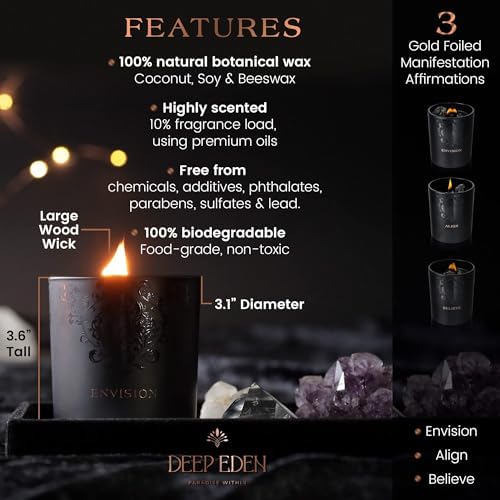 Deep Eden Scented Candle with Crystal 74 Oz Black