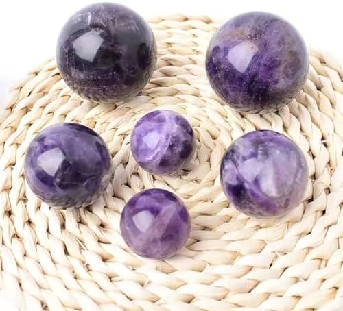 Large Amethyst Deep Purple Quartz Crystal Ball with Wooden Stand