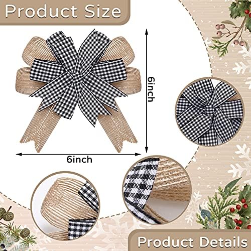 Chuangdi 6 Pcs Christmas Plaid Bow Decorations