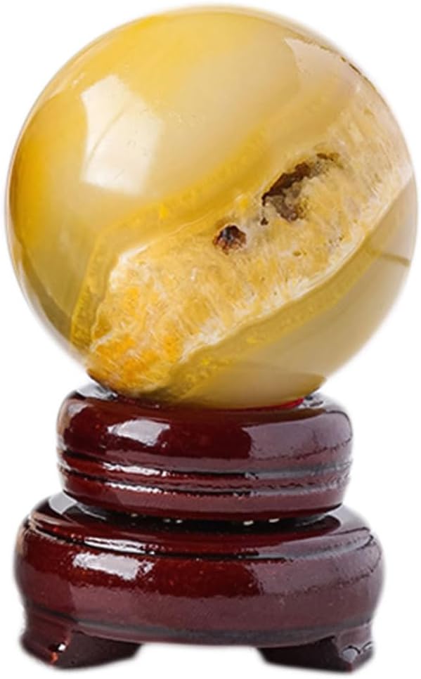 Natural Yellow Crystal Geode Sphere with Stand 60mm