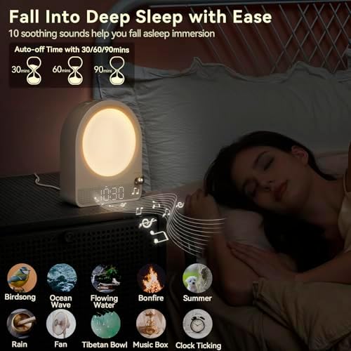 Vivilumens Sound Machine Alarm Clock with Gentle Sunrise Light