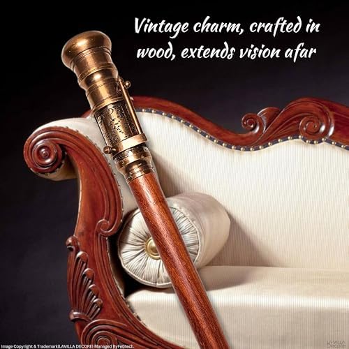 Antique Brass Telescope Walking Cane - Victorian Style Rosewood Steampunk Canes 38 Inches