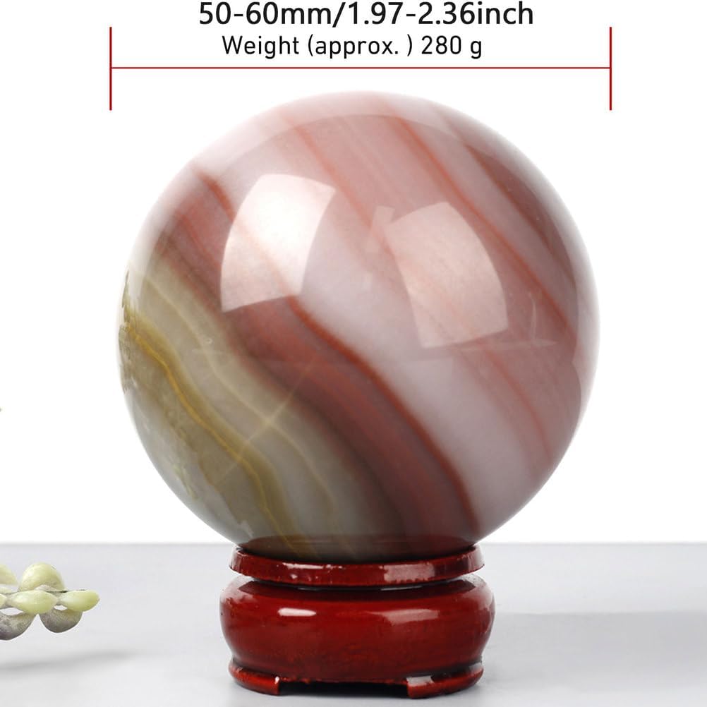 Natural Colorful Jade Crystal Sphere with Wooden Stand