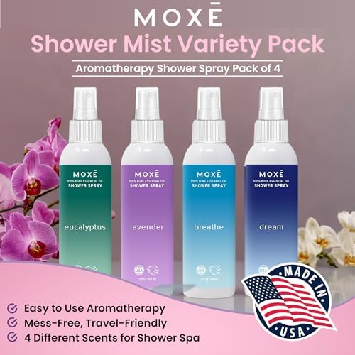MOXE Aromatherapy Shower Mist 4 Pack - Eucalyptus Lavender Breathe Dream