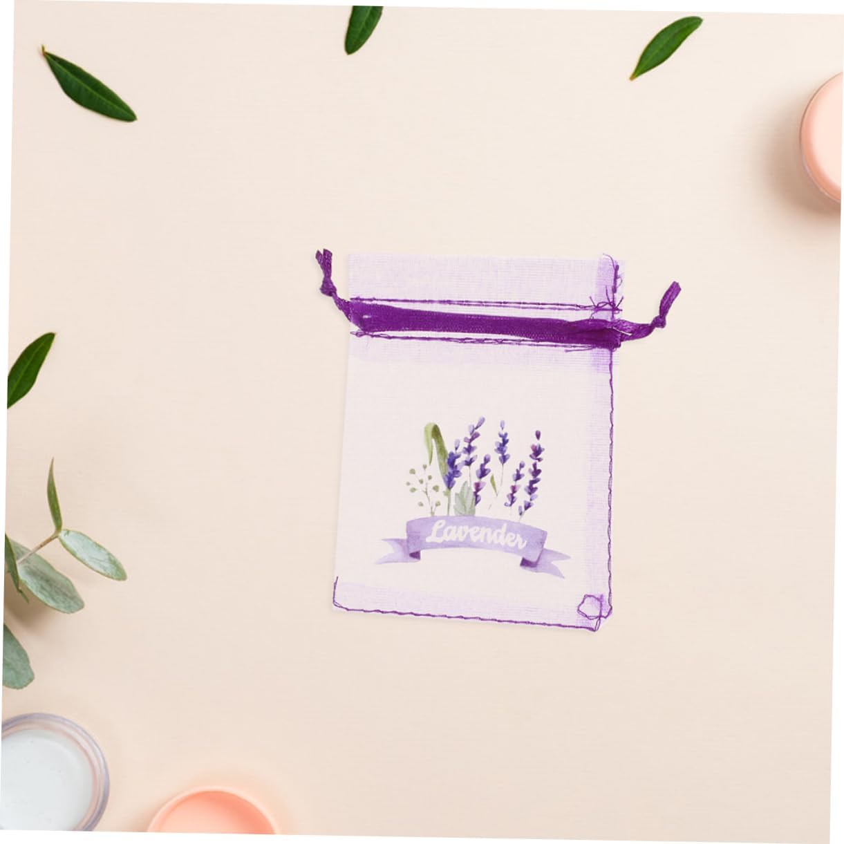 50pcs Lavender Organza Drawstring Bags for Dried Herbs Jewelry Wedding Favors