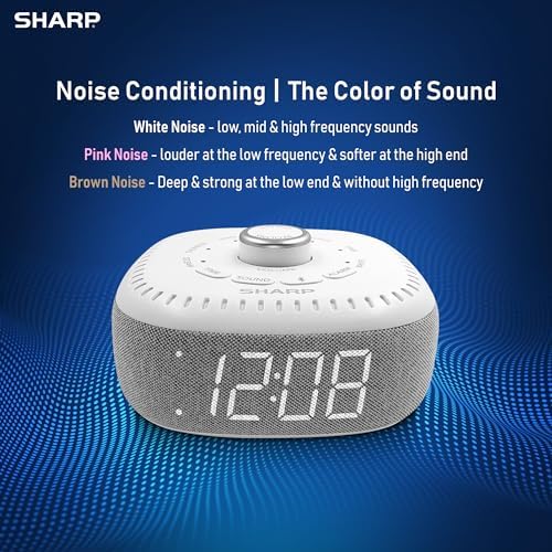 Sharp Sound Machine Alarm Clock with Bluetooth Speaker