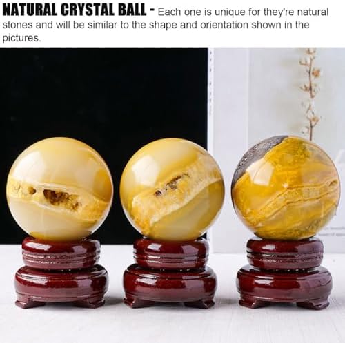 Natural Yellow Crystal Geode Sphere with Stand 60mm