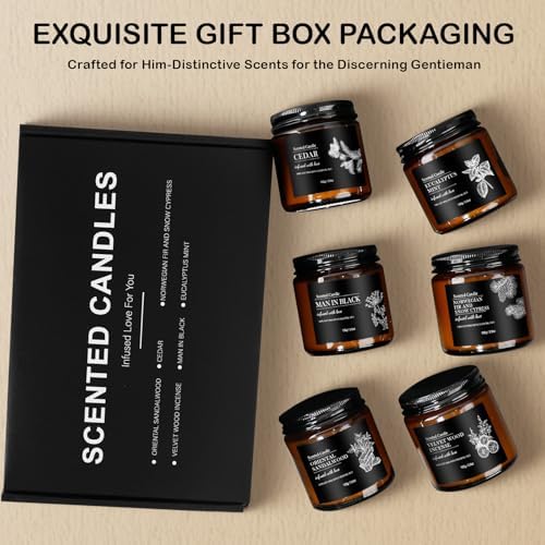Men Scented Candle Set - 6 Pack Aromatherapy Candles for Home
