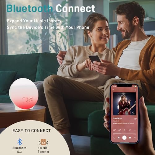 JALL Sunrise Alarm Clock with 25 Sounds and 17 NightLights