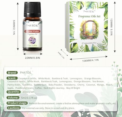 Coconut 20 Pcs Fragrance Oil Set for Diffusers and DIY