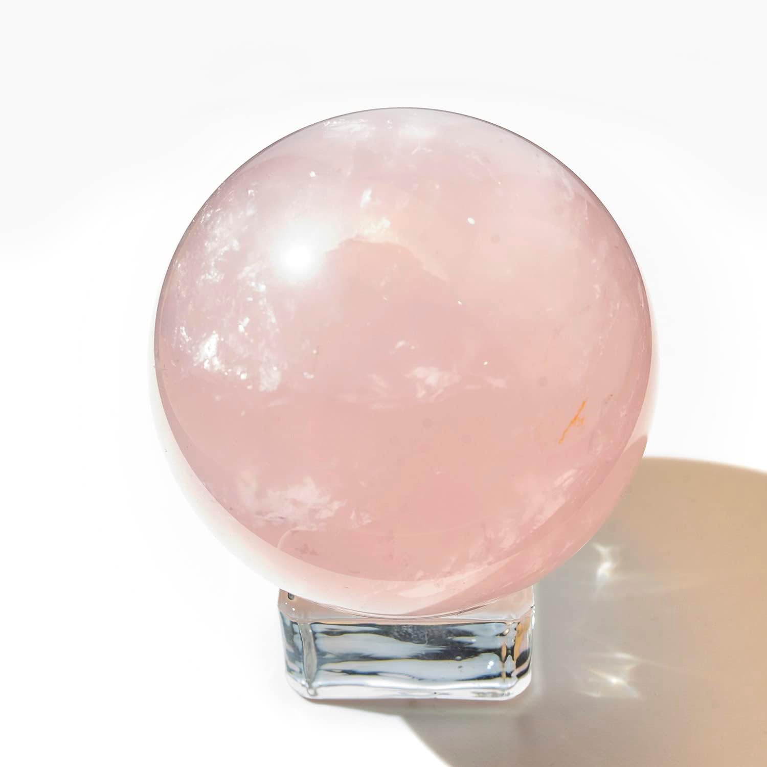 Pink Crystal Ball with Wood Stand for Love and Energy Healing