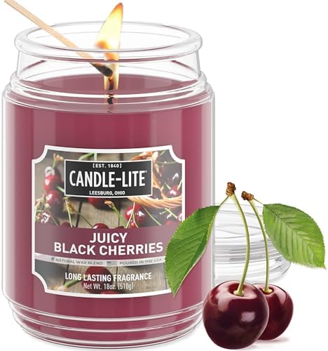 Candle-lite Scented Candles Juicy Black Cherries 18 oz Jar