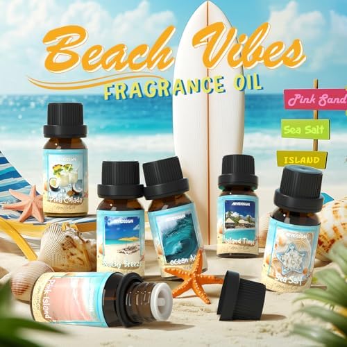 ARVIDSSON Beach Fragrance Oil Set - 7 Tropical Essential Oils for Diffuser