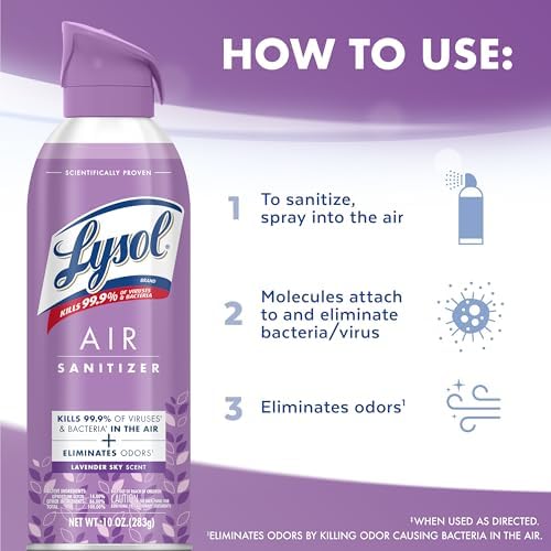 Lysol Air Sanitizer Spray with Lavender Sky Scent 10 oz Pack of 3