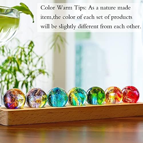 7 Chakra Crystal Healing Spheres with LED Wooden Stand