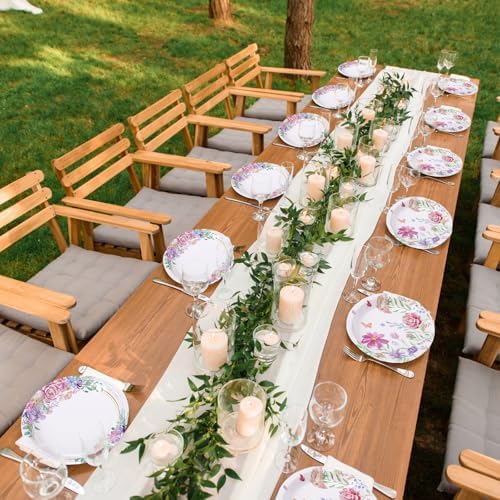 Havawish 100 Pcs Floral Oval Paper Plates 10x12