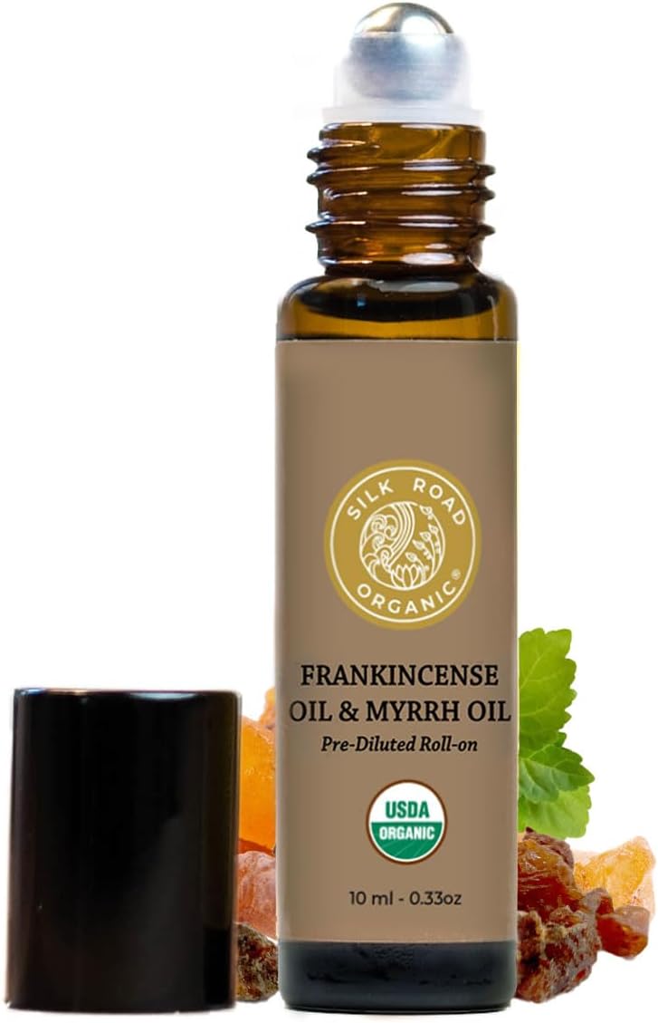 Silk Road Organic Frankincense Myrrh Essential Oil Roll On 10ml