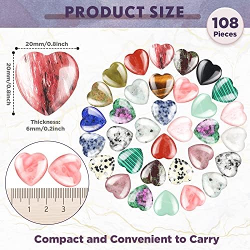 108 Pcs Heart Shaped Worry Stones Crystal Healing Stones