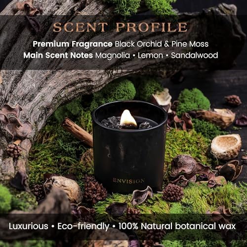 Deep Eden Scented Candle with Crystal 74 Oz Black