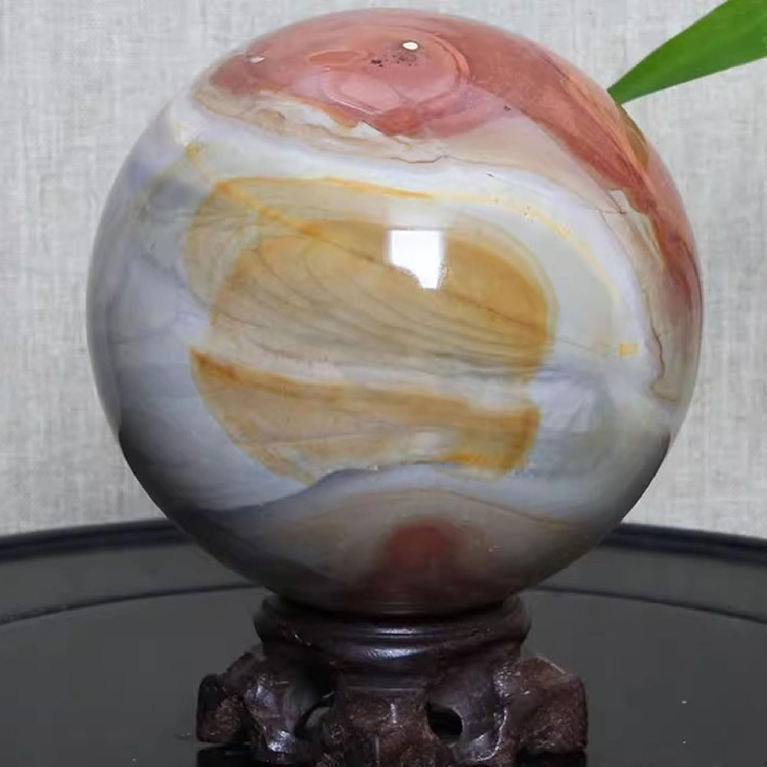Ocean Jasper Healing Crystal Sphere with Stand 28 Inch