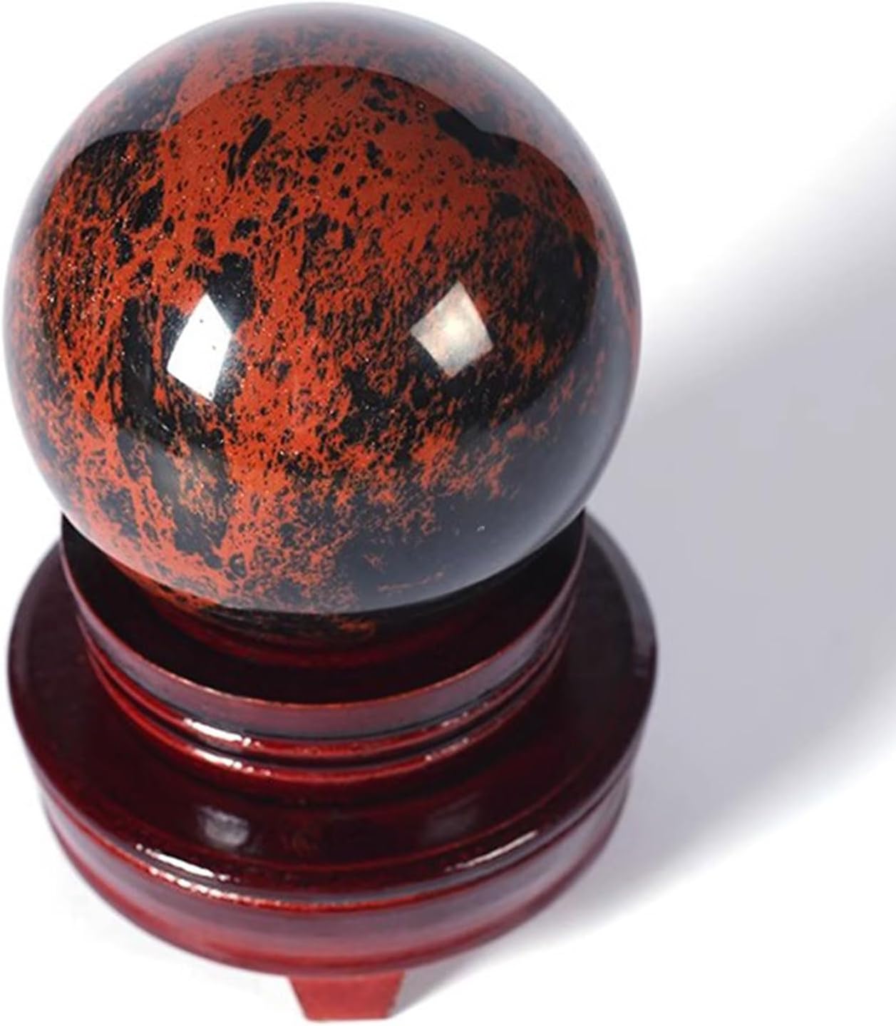 Red Obsidian Sphere with Stand for Feng Shui and Meditation